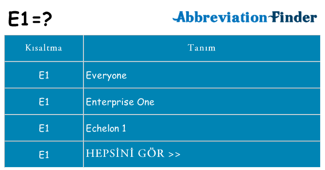 e1 ne anlama geliyor