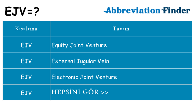 ejv ne anlama geliyor