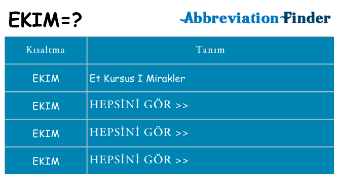 ekim ne anlama geliyor