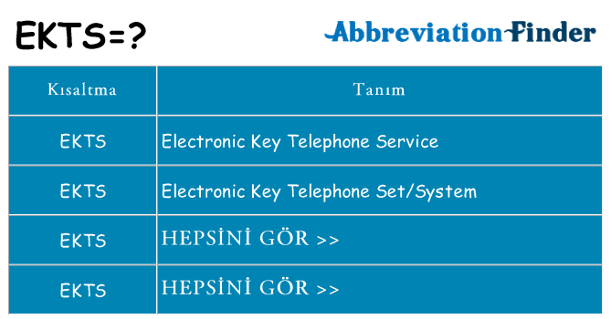 ekts ne anlama geliyor