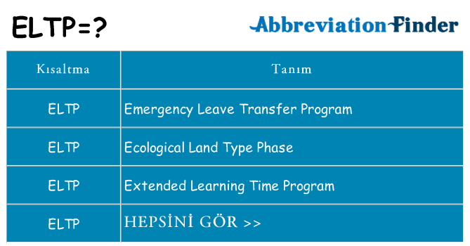 eltp ne anlama geliyor