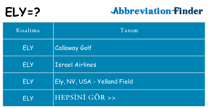 ely ne anlama geliyor