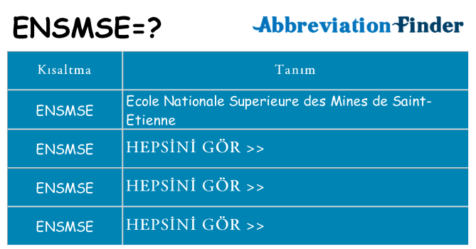 ensmse ne anlama geliyor