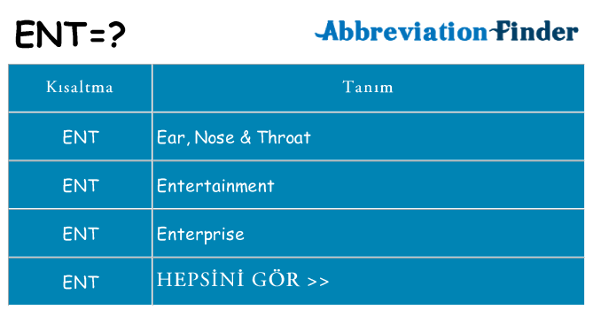 ent ne anlama geliyor