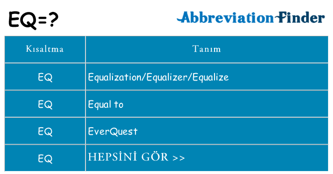 eq ne anlama geliyor