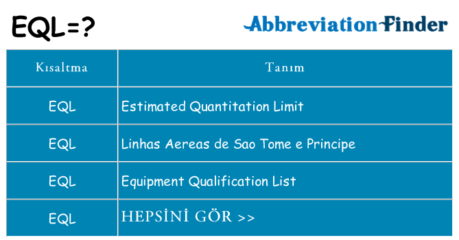 eql ne anlama geliyor