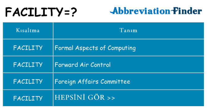 facility ne anlama geliyor