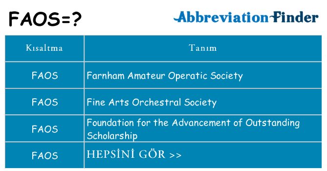 faos ne anlama geliyor