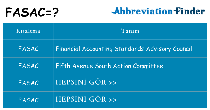 fasac ne anlama geliyor