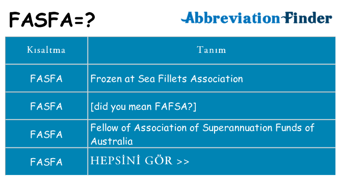 fasfa ne anlama geliyor