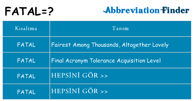 fatal ne anlama geliyor