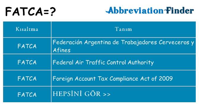 fatca ne anlama geliyor