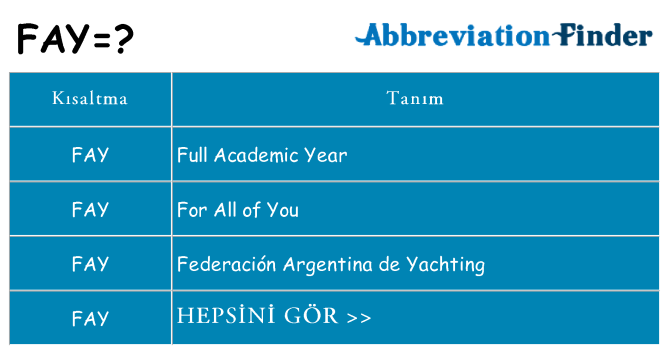 fay ne anlama geliyor