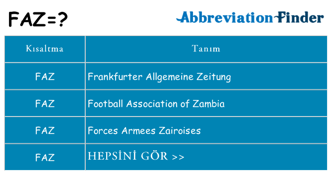 faz ne anlama geliyor