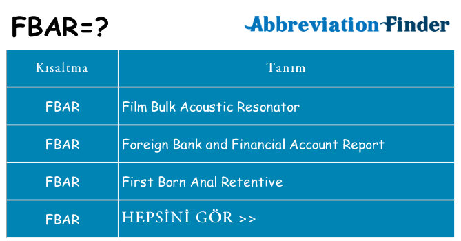 fbar ne anlama geliyor