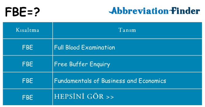 fbe ne anlama geliyor