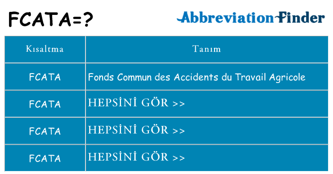 fcata ne anlama geliyor