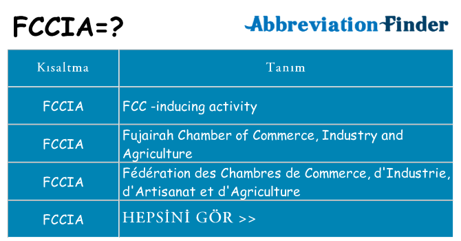 fccia ne anlama geliyor