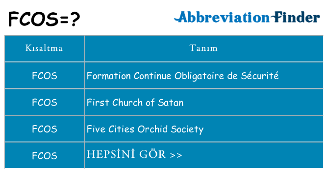 fcos ne anlama geliyor