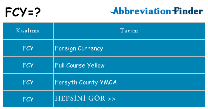fcy ne anlama geliyor