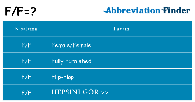 ff ne anlama geliyor