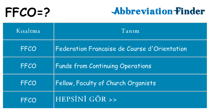 ffco ne anlama geliyor