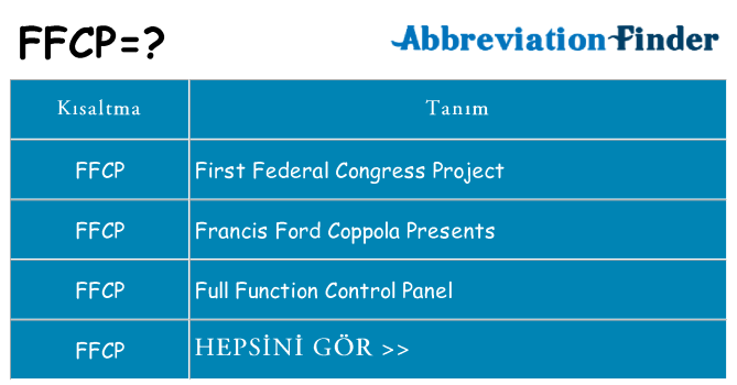 ffcp ne anlama geliyor