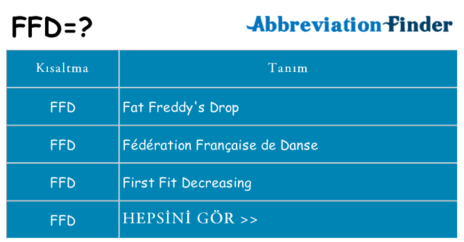 ffd ne anlama geliyor