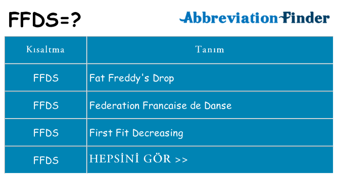 ffds ne anlama geliyor