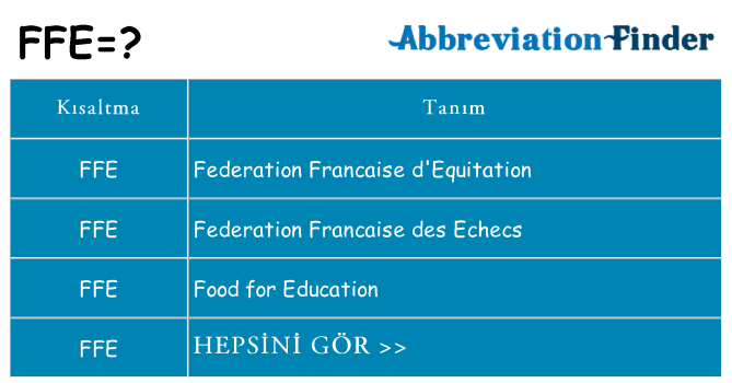 ffe ne anlama geliyor