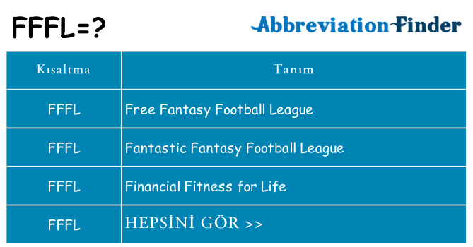 fffl ne anlama geliyor