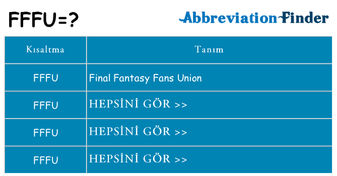 fffu ne anlama geliyor