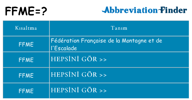 ffme ne anlama geliyor