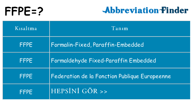 ffpe ne anlama geliyor