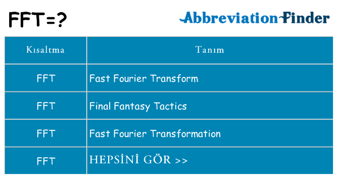 fft ne anlama geliyor