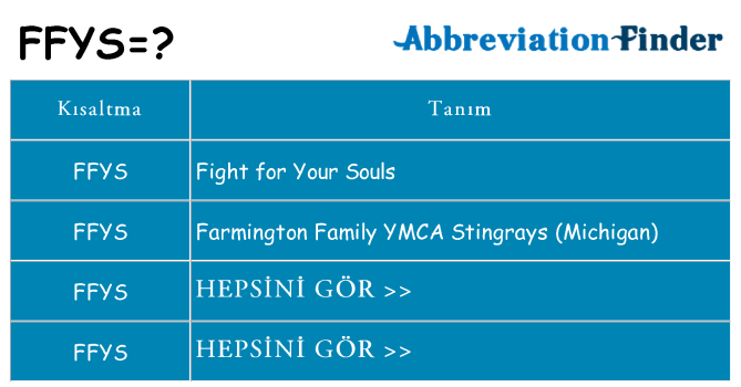 ffys ne anlama geliyor