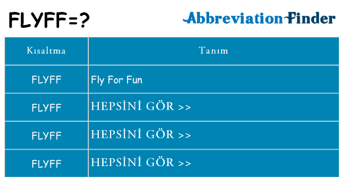 flyff ne anlama geliyor