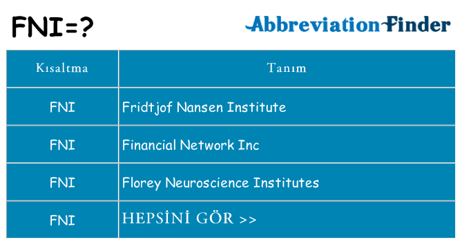 fni ne anlama geliyor