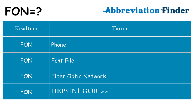 fon ne anlama geliyor