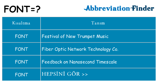 font ne anlama geliyor