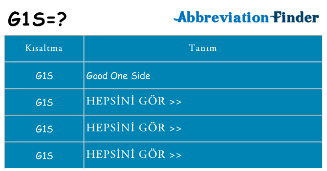 g1s ne anlama geliyor