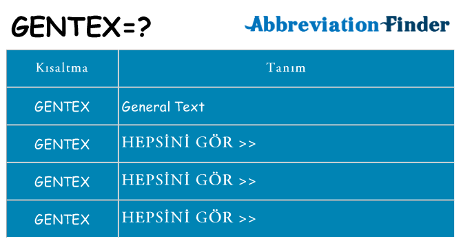 gentex ne anlama geliyor