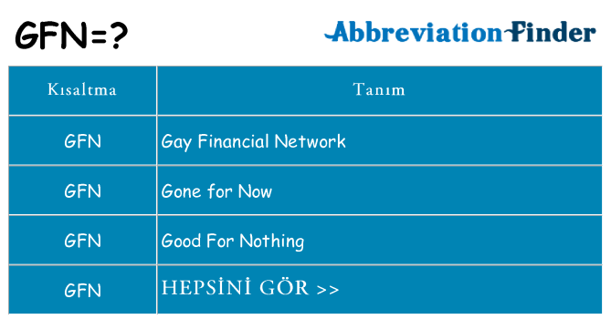 gfn ne anlama geliyor