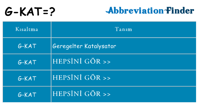g-kat ne anlama geliyor