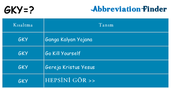 gky ne anlama geliyor