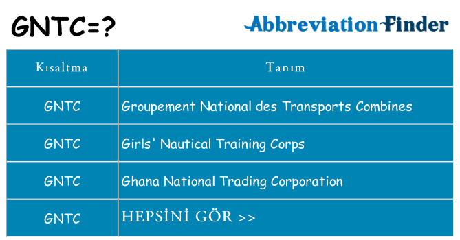 gntc ne anlama geliyor