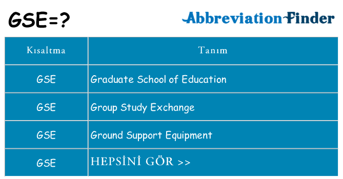 gse ne anlama geliyor