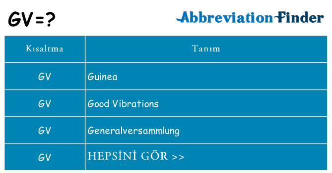 gv ne anlama geliyor