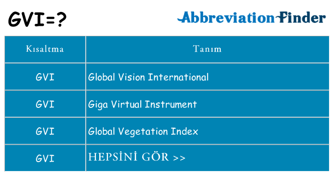 gvi ne anlama geliyor