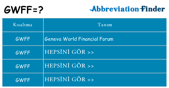 gwff ne anlama geliyor